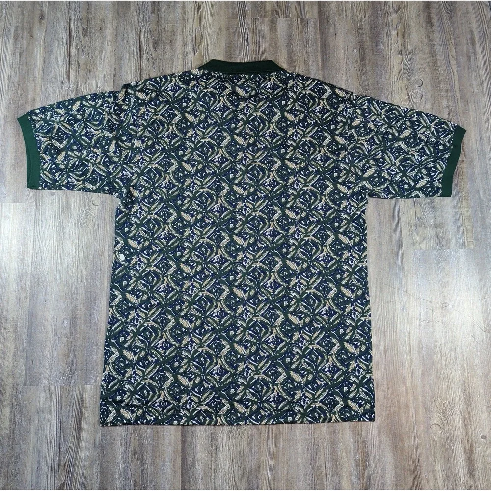 NOS Vintage Super Sports Golf Apparel Geometric Polo Shirt Green Men's XL NWT